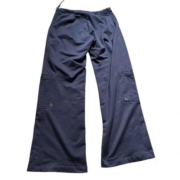 VTG Y2K Wide Leg Cargo Sweats Pants Athletic Lounge Navy Drawstring Size M Lucy - Picture 5 of 6
